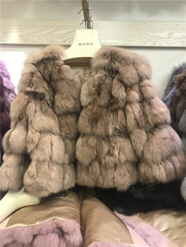 Женское меховое пальто, короткая шуба из натурального меха лисы, зима 100%