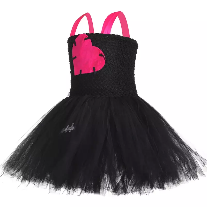 Disfraz de Halloween de muñeca rota para niños, conjunto de ropa gótica, rosa, negro, monstruo de terror, Zombie, vestido de tutú de Cosplay