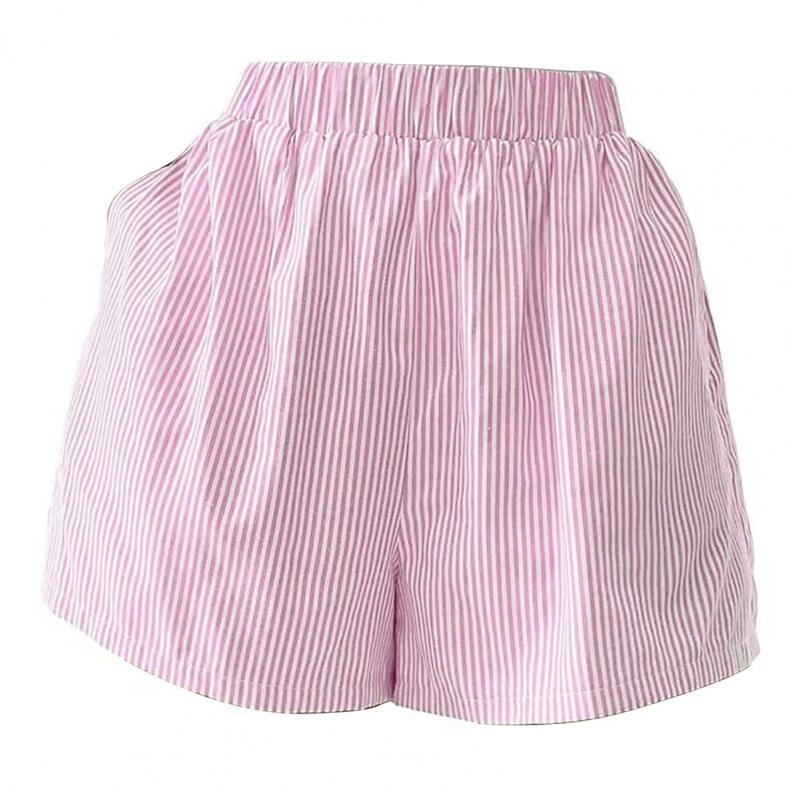 Sommers horts gestreifter Druck Pyjama-Shorts mit hoher Taille für Frauen Sommer Beach wear Nachtwäsche elastische Taillen shorts für Damen Damen