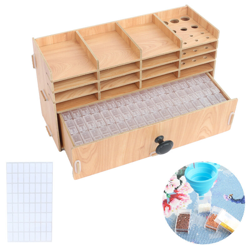 DM 36/48 Bottles Drawer Storage Box Round Bottle Funnel Sticker Diamond Painting Accessories Container Box Sets Nail Tools