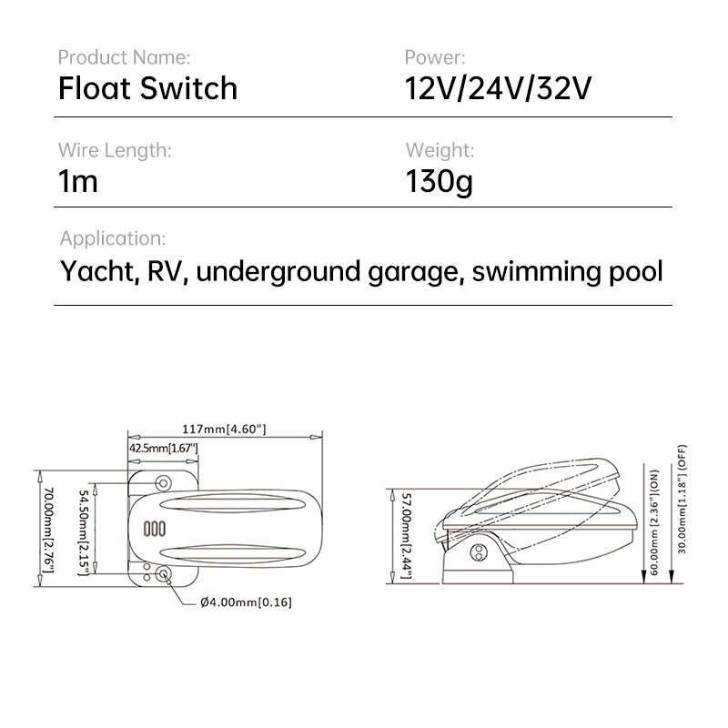 Schwimmersc halter Wasser durchfluss automatische Abschalt steuerung Sensor Tauch pumpe kleine Sumpf pumpe Bilgen pumpe