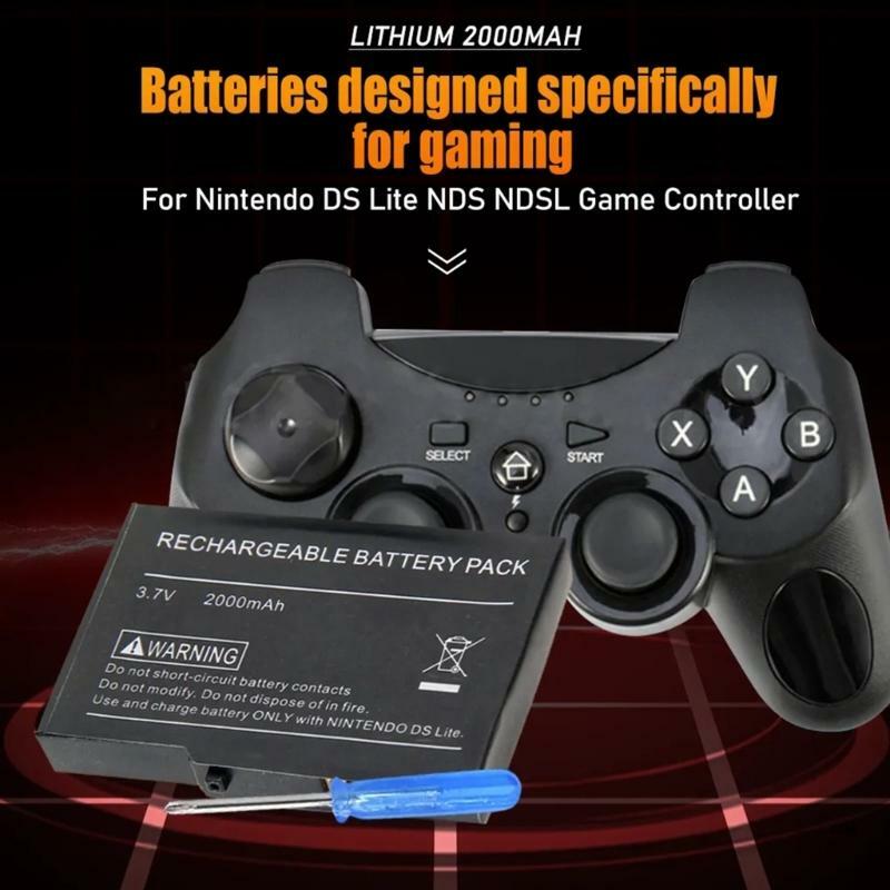 ชุดแบตเตอรี่เครื่องเกมสำหรับ NDS-Lite คอนโซลเปลี่ยนแบตเตอรี่แบบชาร์จไฟได้พร้อมไขควงอุปกรณ์เสริมสำหรับเล่นเกม