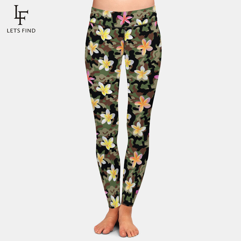 LETSFIND-pantalones de cintura alta con estampado de flores tropicales para mujer, Leggings elásticos suaves, ajustados, 3D, para Fitness