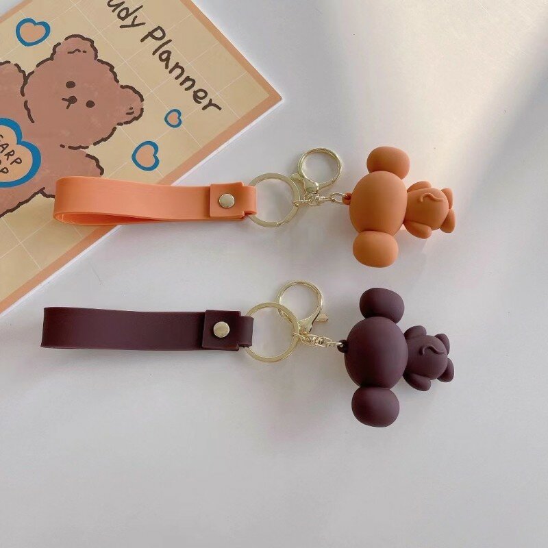 Kreatif lucu lembut boneka monyet lateks gantungan kunci mainan Cosplay film Cheburashka tren hewan Widget Keyring liontin hadiah Festival