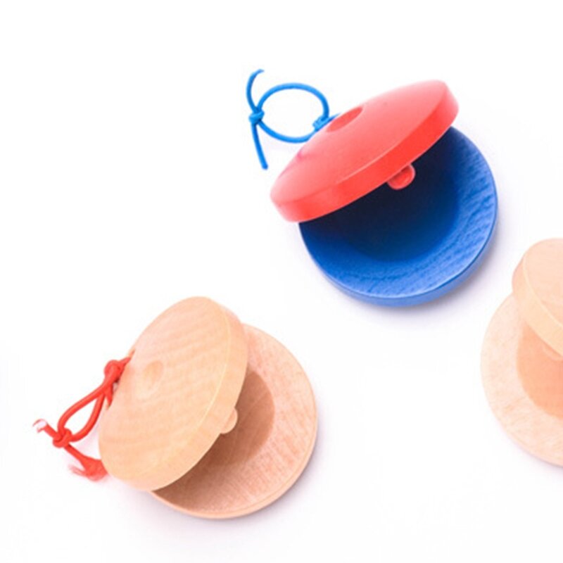 Tavola da ballo rotonda in legno a percussione colore primario nacchere rosso blu per bambino