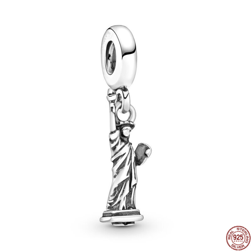 Abalorio de plata de ley 925 para pulsera Pandora Original, abalorio colgante de la Estatua de la libertad de la Torre Eiffel de París, regalo de joyería de moda