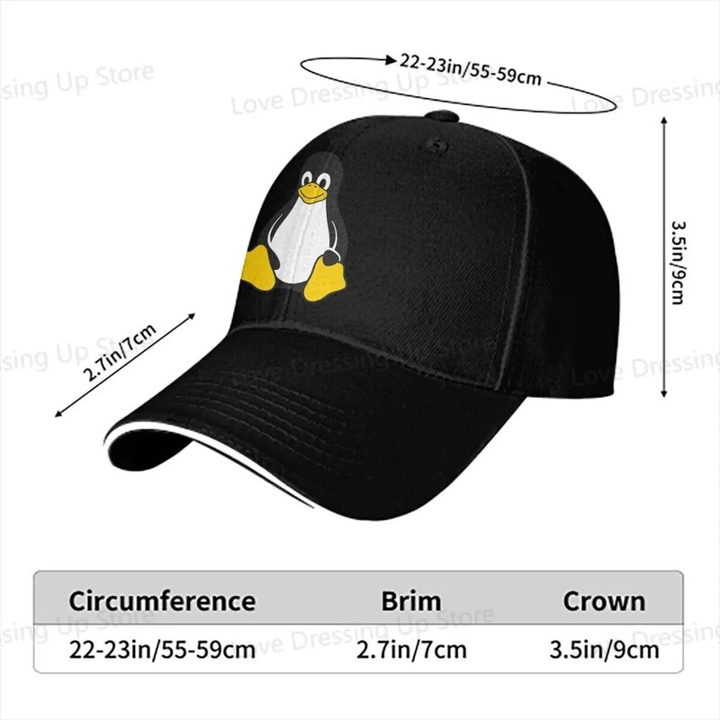 Summer Hip Hop Linux Operating System Tux Penguin Pure Baseball Cap personality Golf Hat Truck Driver Caps Unisex Gift