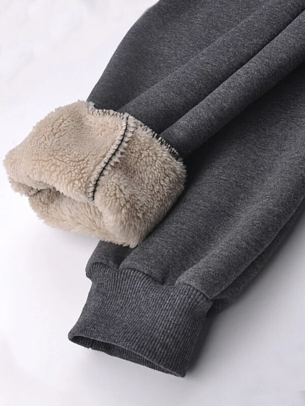 Calça grossa de lã quente masculina, corredores, casual sportswear, calças de faixa, plus size, 6XL, 7XL, 8XL, inverno