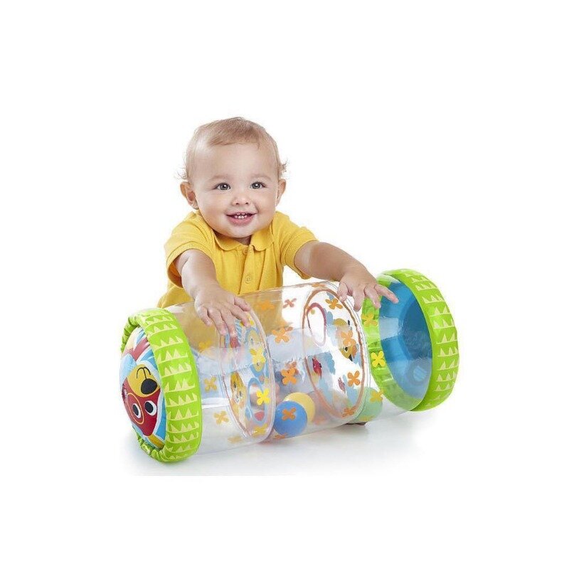 Juguete de rodillo inflable para gatear para bebé, y Bola con sonajero, PVC, desarrollo temprano, juguetes para gatear para niños de 6 meses, 1, 2 y 3 años
