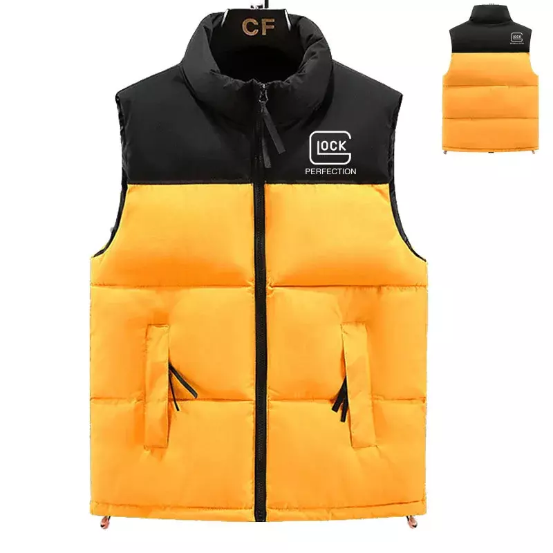 Glock 퍼펙션 슈팅 프린트 남성용 재킷, 캐쥬얼 다운 조끼, 하이 퀄리티 힙합 스트리트 브랜드 코튼 재킷, 신상