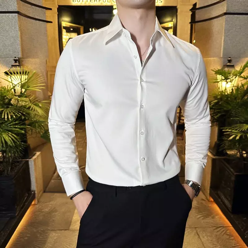 Camisas De Hombre Long Sleeve Shirts For Men Clothing 2023 Business Formal Wear Camisa Social Masculina Slim Fit Chemise Homme