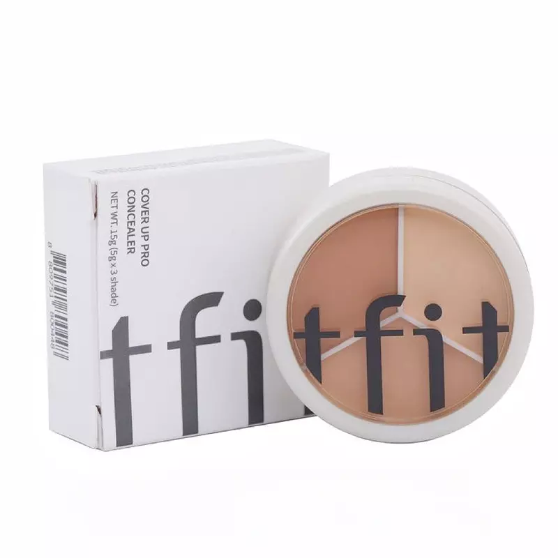 TFIT-Tri-Color Corretivo Disco, 15g, controle de óleo, corretivo, capas para manchas faciais e marcas de acne, sedoso suave