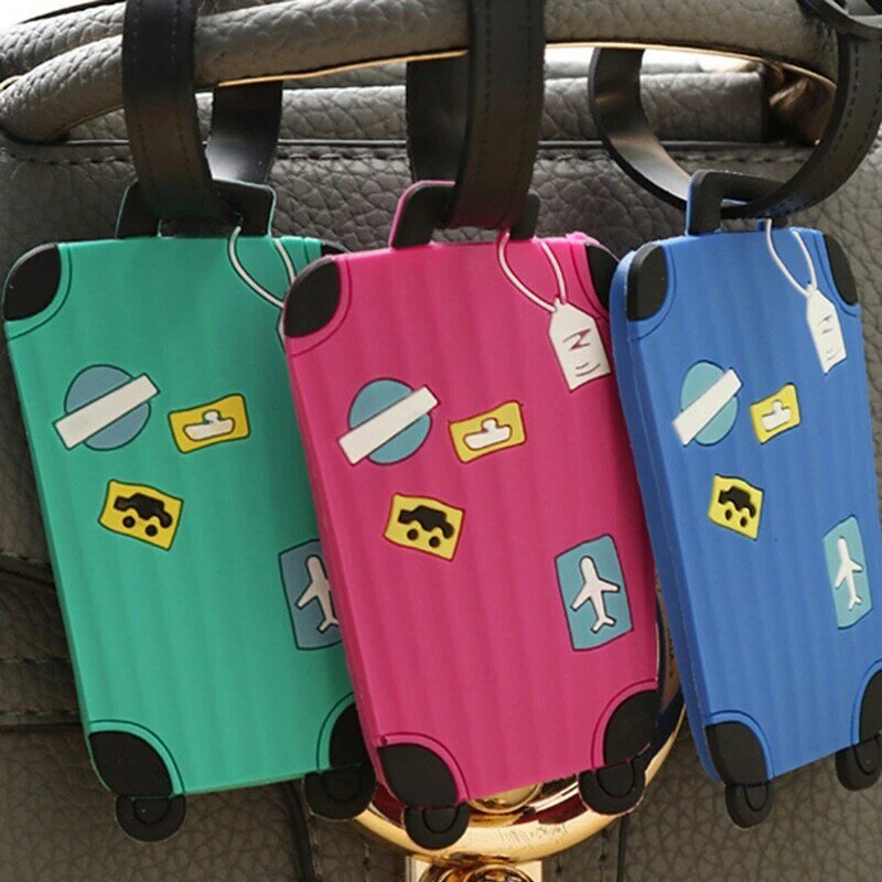 Etiqueta de equipaje portátil de silicona para mujer, accesorios de viaje, etiqueta de nombre, etiquetas de maleta, soporte de identificación, accesorio de equipaje
