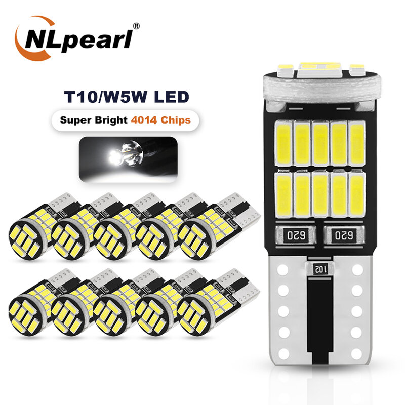 NLpearl-T10 Lâmpadas LED Canbus, Car Interior Dome Reading, Luz de matrícula, Lâmpada de sinal, 4014 SMD, 6000K, 168 194 LED, 5w5, 2 pcs, 10 pcs