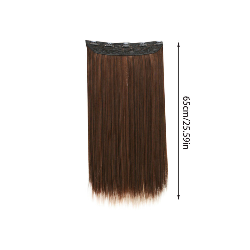 Clipes sintéticos em extensões de cabelo para mulheres, peruca reta longa, cabelo loiro, 5 clipes, 65cm