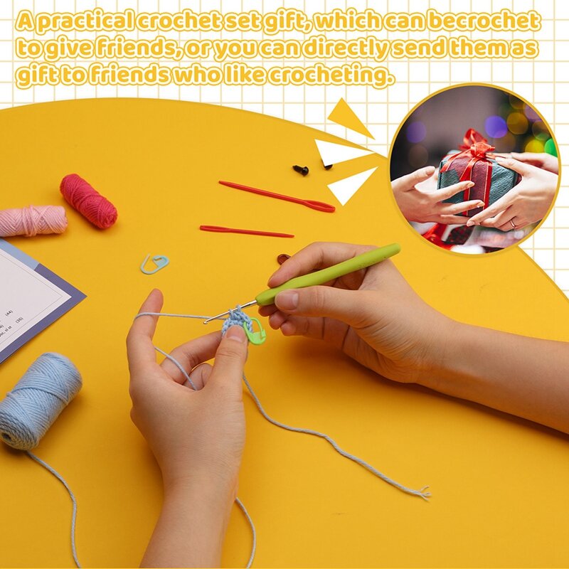 Kit completo de crochê para iniciantes, animais DIY, tecidos à mão como fios, adultos e crianças