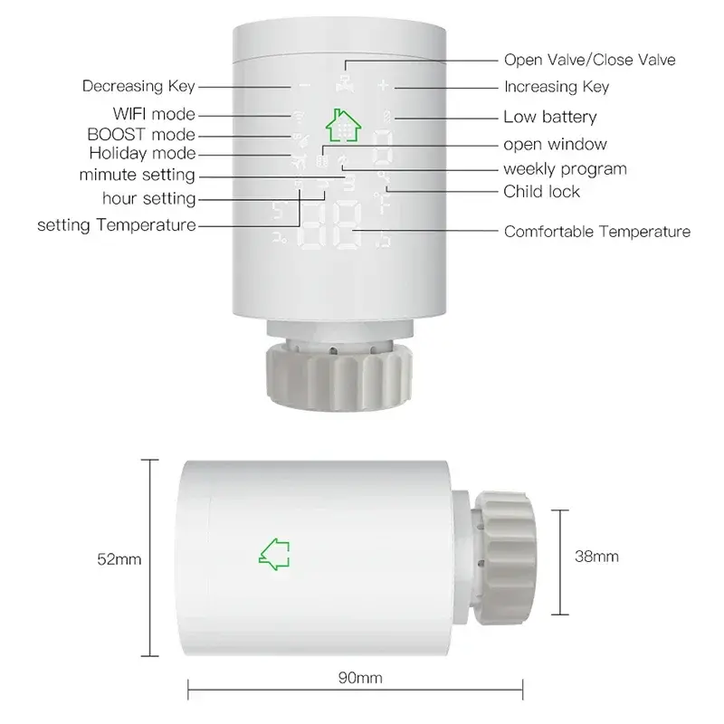 TRV Tuya ZigBee 3.0 Smart Radiator Actuator Thermostat Programmable Katup Radiator Temperatur Kontrol Suara Alexa
