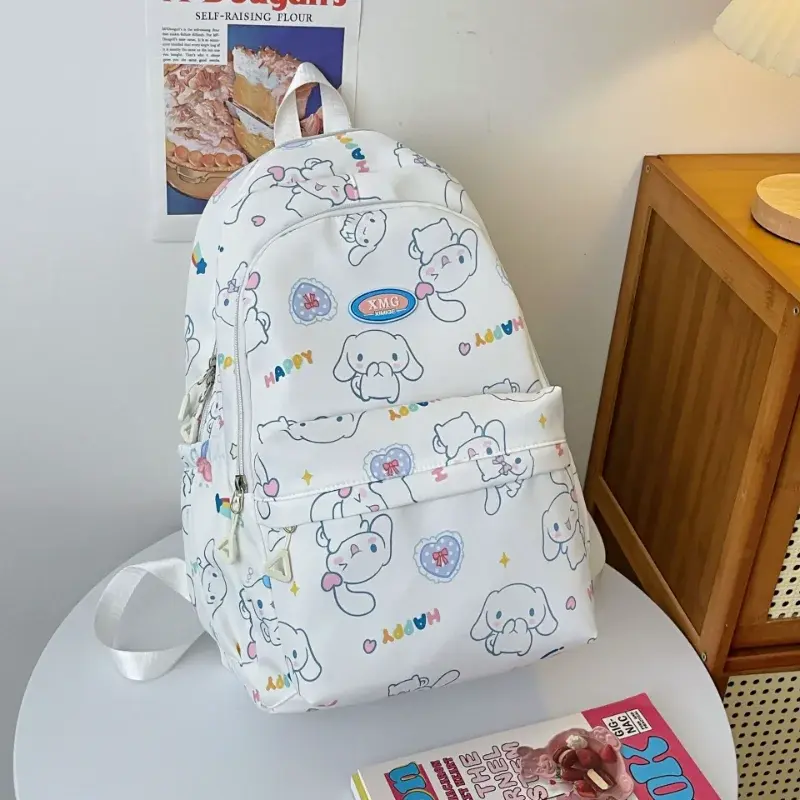 Sanrio-mochila escolar de Hello Kitty para estudiantes, morral impermeable de gran capacidad con bonito dibujo animado, ligera, con colgante de Jade para perro