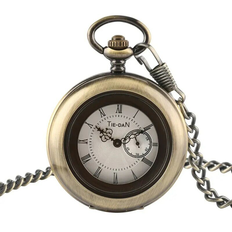 Jam unik jam tangan kedua kecil desain kuarsa Retro jam saku pergerakan untuk Pria Wanita gantungan Fob rantai koleksi jam tangan