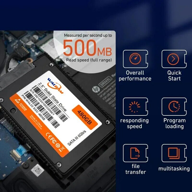 WALRAM-Unidade interna de estado sólido para PC e laptop, disco rígido, SSD SATA3, 512GB, 128GB, 256GB, 1TB, 120GB, 240GB, 480GB, Hdd, 2,5"