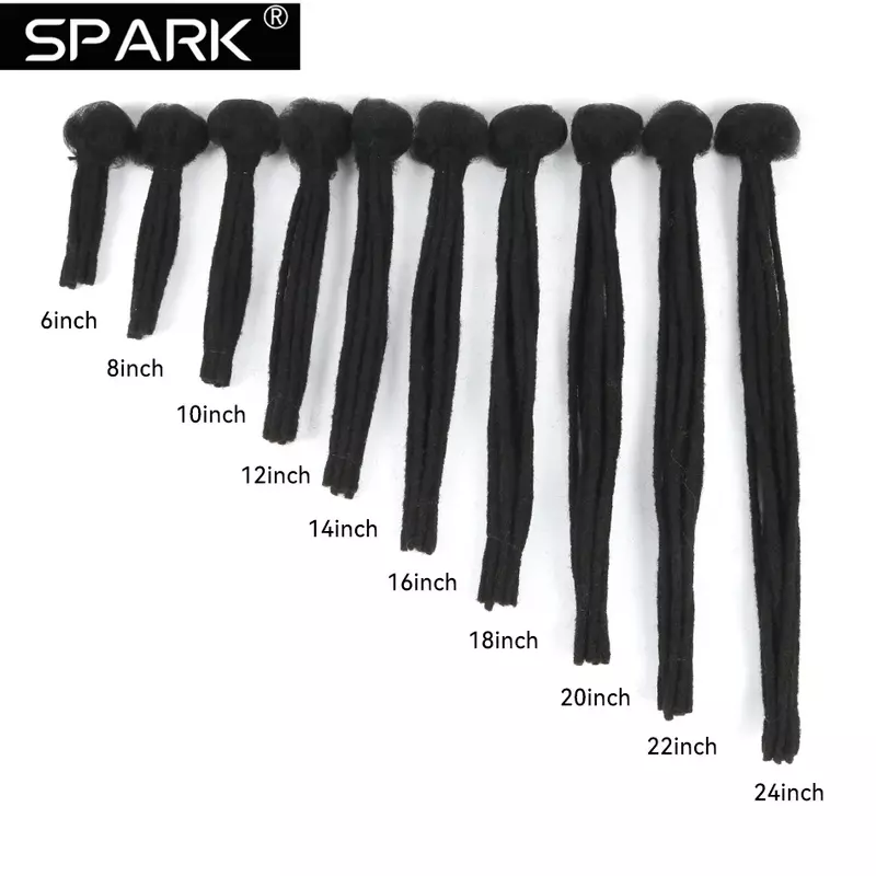 SPARK-trenzas de ganchillo hechas a mano para hombres y mujeres, estilo Hip-Hop, rastas, extensiones de peluca trenzada, cabello humano, 6-24 pulgadas