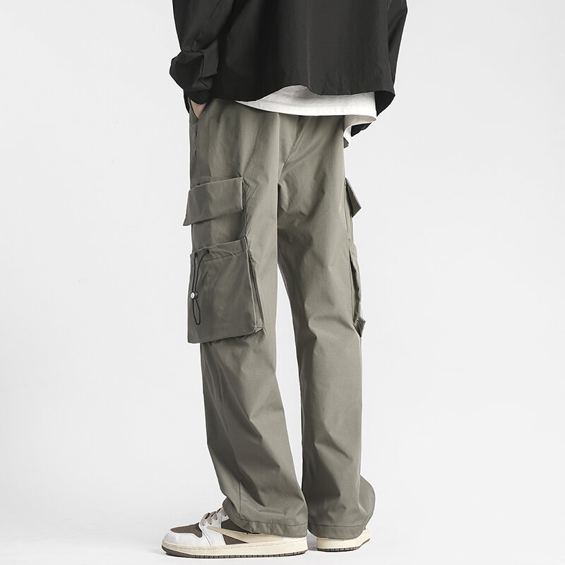 Wodoodporne, ponadgabarytowe spodnie spadochronowe Cargo Mężczyźni Streetwear Vintage Y2k Hip Hop Szerokie nogawki Joggery Baggy Casualowe spodnie dresowe Techwear