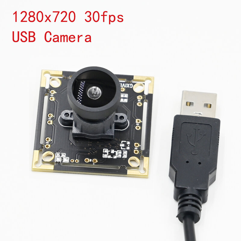 Módulo de cámara 720P sin conductor USB, minicámara web de enfoque fijo de 1MP 30FPS RGB para Reconocimiento de imagen Industrial de gran angular