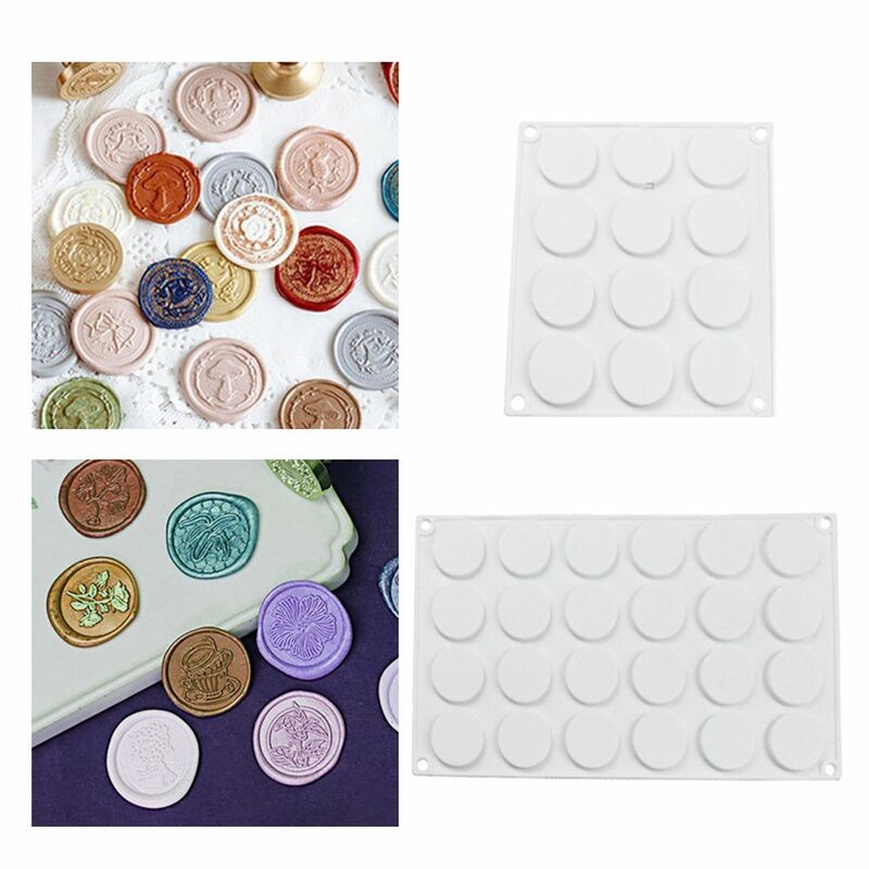 Sealing Wax 3D DIY Baking Mold Pastry Decoration Transfer Sheet Wax Stamp Mold Round Stencil Silicone Mold