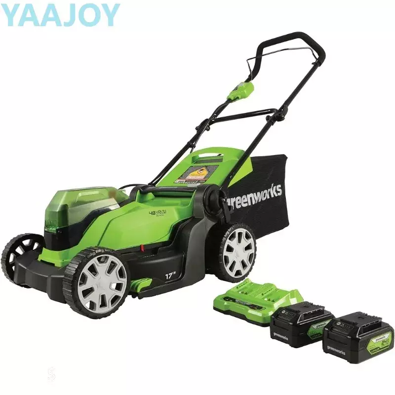 Greenworks 48V (2 x 24V) 17" Cordless (Push) Lawn Mower (125+ Compatible Tools), (2) 4.0Ah