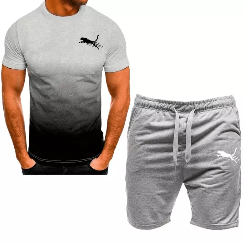Ropa deportiva de moda para hombre, camiseta de manga corta y pantalones cortos, secado rápido, 2 piezas, verano, novedad de 2024