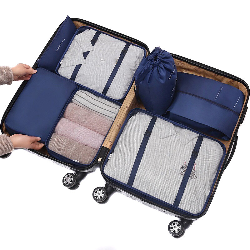 7 buah/Set tas penyimpanan selimut pakaian Set sepatu Organizer lemari pakaian untuk perjalanan rumah tas penyimpanan Set 7 buah/Set