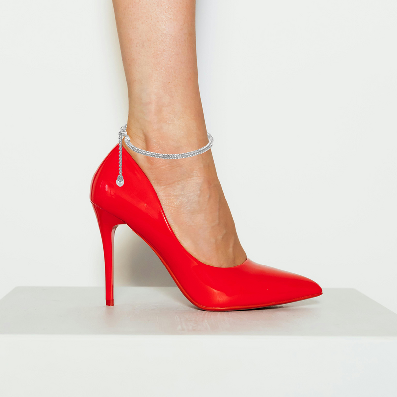 รองเท้าส้นสูงสายรัดเชือกผูกรองเท้าหัวเข็มขัดสำหรับรองเท้าเพชรมุกข้อเท้าผู้หญิงเปลี่ยนพลาด