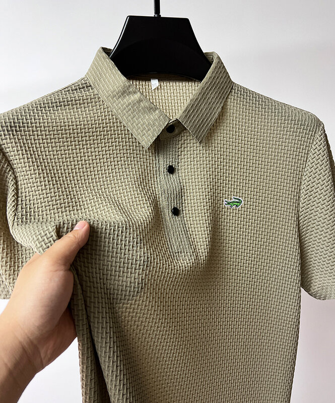 Nowa letnia koszulka Polo wysokiej jakości męska koszulka Polo z krótkim rękawem oddychający Top biznes Casual pochłaniająca pot