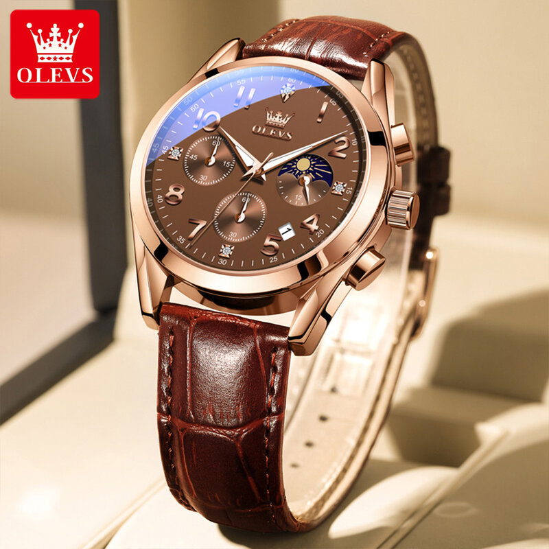 OLEVS nowy modny chronograf kwarcowy zegarek dla mężczyzn wodoodporne świecące męskie zegarki ze stali nierdzewnej Top marka luksusowy zegarek na rękę