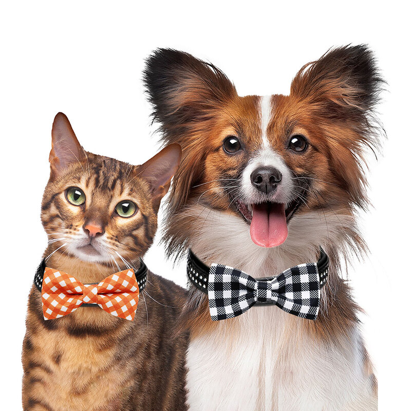 Verão gravata borboleta para cão e gato, conjunto de 50 peças para cães pequenos, estilo xadrez, pet grooming suprimentos