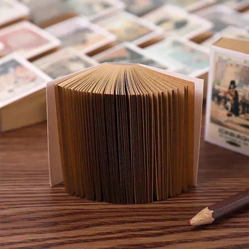 Bloc de notas Vintage con forma de libro, Mini notas adhesivas rasgables para hacer lista, papel de notas Kawaii, papelería, Bloc de notas, suministros escolares de oficina