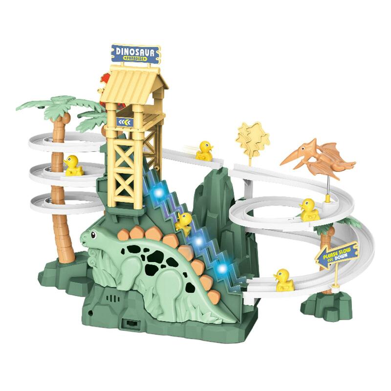 Set mainan dinosaurus Roller Coaster Game dinosaurus dengan lintasan pencarian elektrik