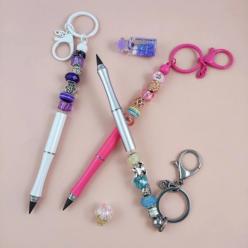 Lápis de talão para estudantes, lápis DIY Beadable Keychain, 16pcs