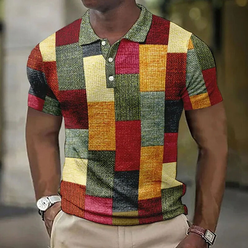 Męska koszulka Polo w stylu Vintage 3D koszulki z nadrukiem casualowa bluzka z krótkim rękawem letnia odzież męska męska koszulka Polo oddychająca