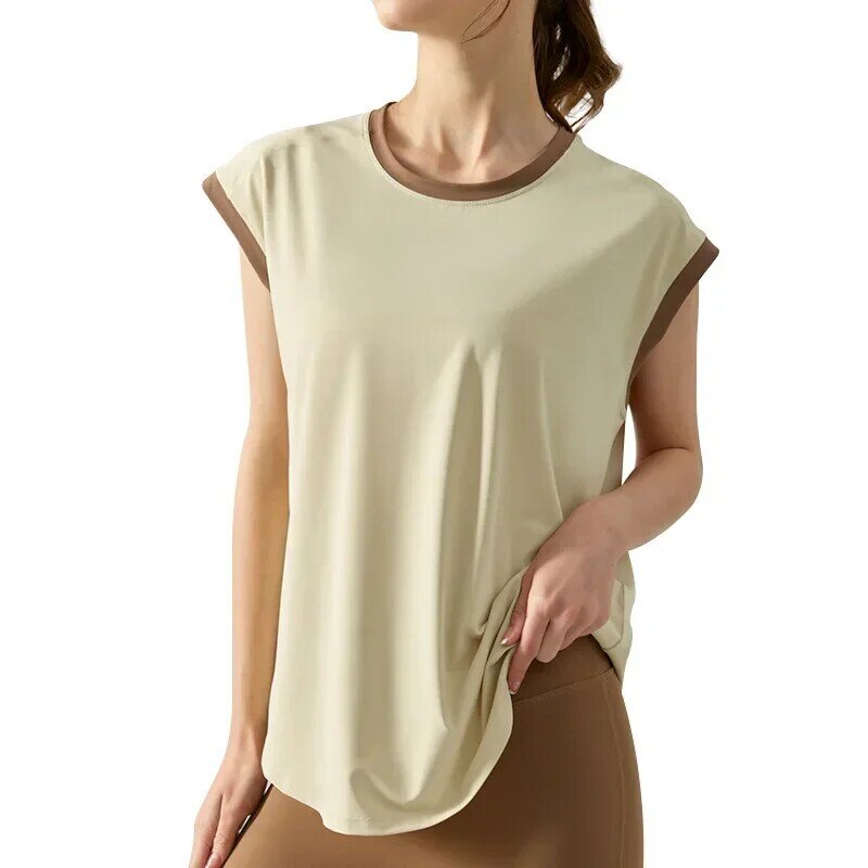 Zomer Outdoor Hardloopvest Tank Top Yoga Shirt Losse Casual Kleur Bijpassende Korte Mouw T-Shirt Fitness Kleding Vrouwen