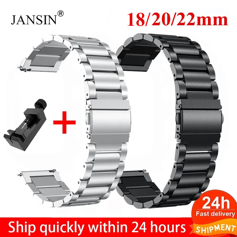 18mm 22mm 20mm Watch Band For Samsung Galaxy Watch 6/5/4/3 40mm 44mm S3 Active 2 Huawei Watch GT4 GT3 Gt2e Stainless Steel Band