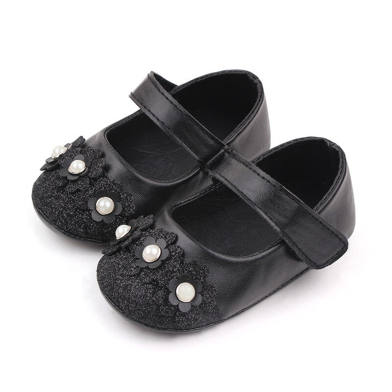 Brand Infant Girl Crib Shoes Fashion Flower Pearls Trainers Baby Item Newborn Soft Rubber Sole Princess Footwear Doll Shoe Gifts