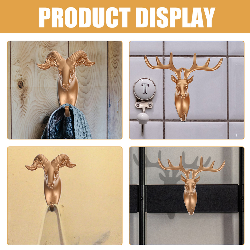 Creative Hook Animal Hanger Cartoon Wall Punch Free Head Cute Hooks Deer Clothes for Home Coat Decor Hanging