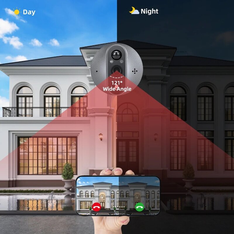 Видеоглазок WSDCAM с ЖК-дисплеем 4,3 дюйма, камера для дверного звонка, ИК видеоглазок с ночным видением, Визуальный дверной звонок, уличная камера для умного дома