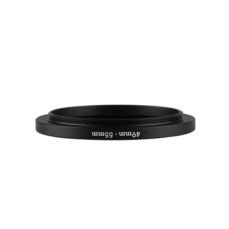 Alumínio preto Step Up Filter Ring, 49mm-55mm, 49-55mm, 49-55mm, adaptador de filtro para Canon, Nikon, Sony, câmera DSLR