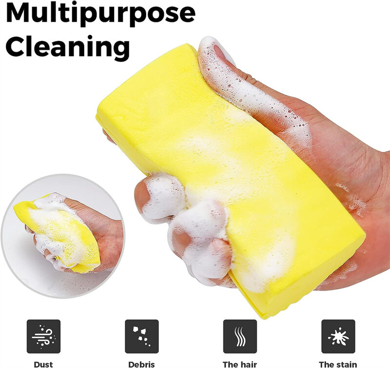 4PCS Wet Cleaning Duster Yellow Sponge Powder Dust Catches Clean Magic Cleaning Wipes Damp Clean Duster PVA Sponge Cleaning