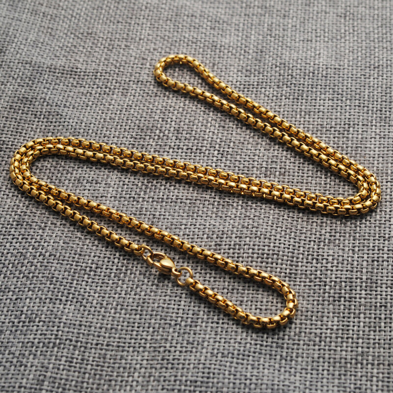 Großhandel 20 stücke 45cm 50cm quadratische Edelstahl kette Halskette Gold Seil Kette Karabiner verschluss DIY Schmuck Zubehör