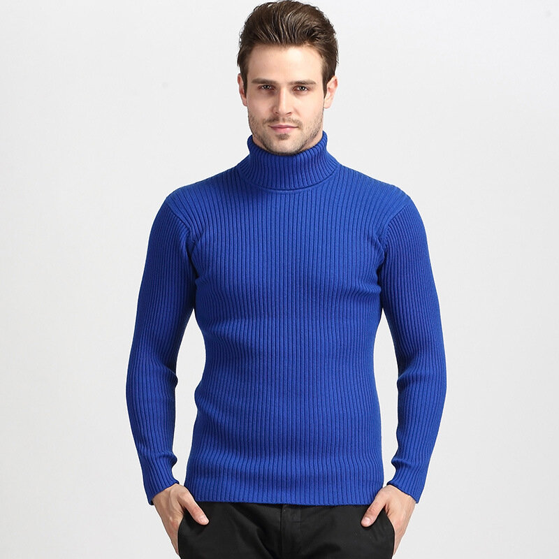 แบบถักอบอุ่นเสื้อกันหนาวผู้ชายเสื้อกันหนาวผู้ชายหลวม Casual Pullovers เสื้อ Bottoming ฤดูใบไม้ร่วงฤดูหนาวใหม่สีทึบ Pullovers