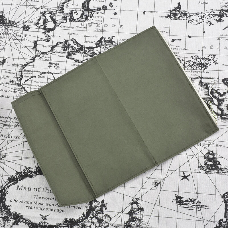 Zaitun Hijau Kanvas Ritsleting saku Untuk Pelancong Notebook Aksesori Standar ukuran Biasa kertas pemegang kartu penyimpanan tas
