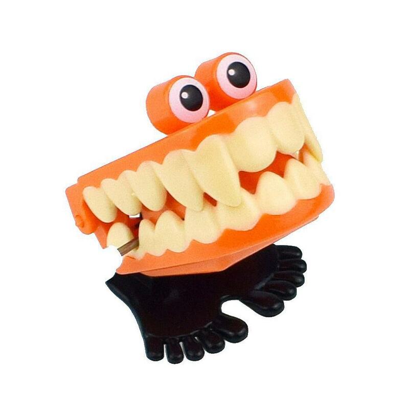 1pcs Wind Up Teeth Mechanical Toy Halloween Prank Decoration Running Jump Toys Clockwork Walking Wind Up Spring Teeth W9a2